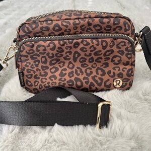 lululemon athletica Leopard Print Crossbody Bag - Brown and Black